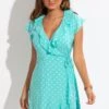 Woven EcoVero™ Frill Wrap Dress - Mint Spot 1 Woven EcoVero™ Frill Wrap Dress - Mint Spot -Sultry Curve 302200 20221209104400
