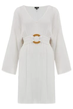 EcoVero™ Crinkle O Ring Cover Up - White 12 EcoVero™ Crinkle O Ring Cover Up - White -Sultry Curve 303558 20230518112600