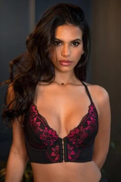 J'Adore Front Fastening Bralette - Black/Pink -Sultry Curve 304919 20230526165900