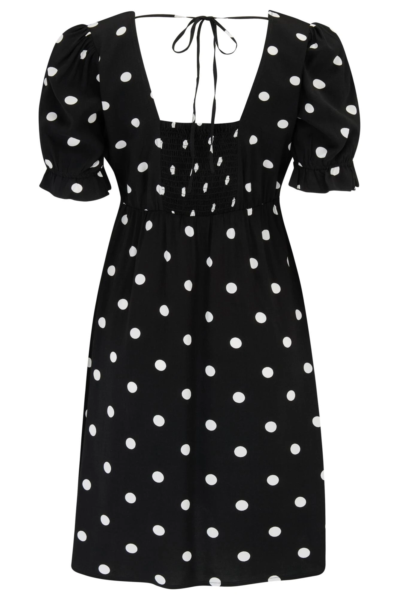 Shirred Back Puff Sleeve Mini Beach Dress - Mono Spot 10 Shirred Back Puff Sleeve Mini Beach Dress - Mono Spot - Image 8