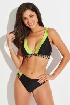 Palm Springs Colour Block Non Wired Triangle Top - Black/Lime -Sultry Curve 305450 20230105132200