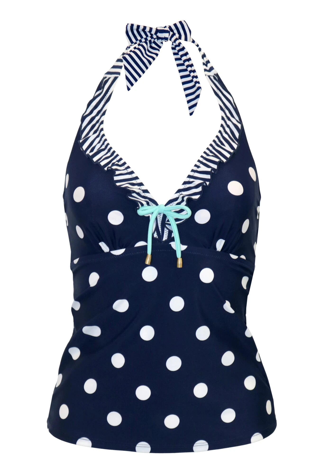 Beach House Underwired Halter Tankini Top - Navy/White/Aqua 6 Beach House Underwired Halter Tankini Top - Navy/White/Aqua - Image 4