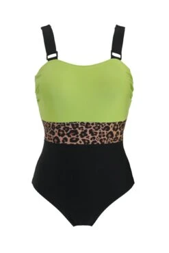 Colour Block Control Swimsuit - Black/Lime -Sultry Curve 306482 20230109140000