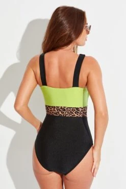 Colour Block Control Swimsuit - Black/Lime -Sultry Curve 306485 20230109140000