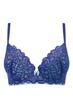 Romance Moulded Plunge Push Up Bra - Cobalt/Mint -Sultry Curve 306692 20230530101400