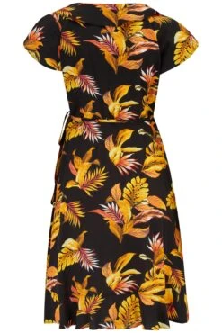 Woven EcoVero™ Frill Wrap Dress - Black/Gold 15 Woven EcoVero™ Frill Wrap Dress - Black/Gold -Sultry Curve 307548 20230118124300