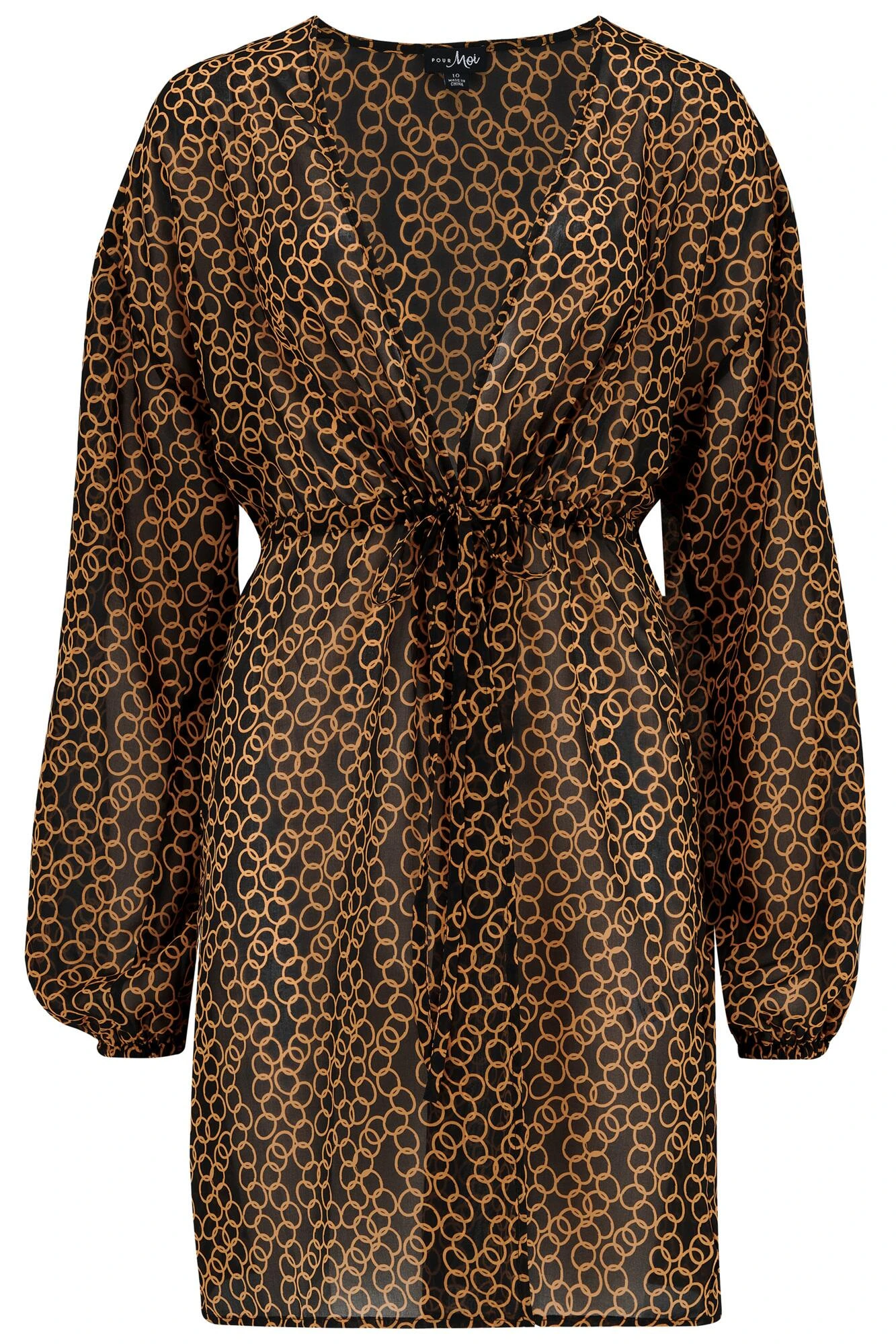 Recycled Chiffon Tie Sleeve Kimono - Gold Chain 8 Recycled Chiffon Tie Sleeve Kimono - Gold Chain - Image 6