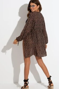 Recycled Chiffon Tie Sleeve Kimono - Gold Chain 12 Recycled Chiffon Tie Sleeve Kimono - Gold Chain -Sultry Curve 307952 20230530093000