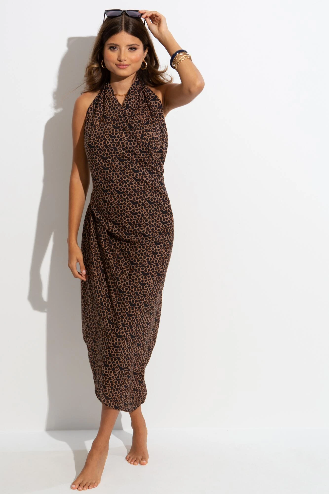 Casablanca Recycled Chiffon Multiway Sarong - Gold Chain 5 Casablanca Recycled Chiffon Multiway Sarong - Gold Chain - Image 3