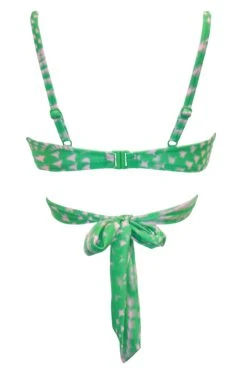 Portofino Underwired Lightly Padded Tie Wrap Top - Green/Pink -Sultry Curve 308595 20230301123700