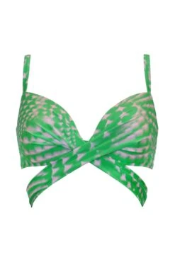 Portofino Underwired Lightly Padded Tie Wrap Top - Green/Pink -Sultry Curve 308596 20230301123700