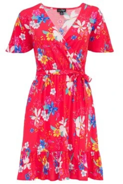 Woven EcoVero™ Tiered Wrap Dress - Red Tropical 12 Woven EcoVero™ Tiered Wrap Dress - Red Tropical -Sultry Curve 308704 20230518121100
