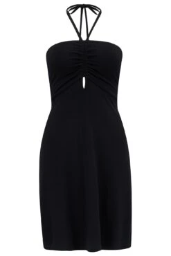 Strappy Halter Neck Jersey Mini Dress - Black -Sultry Curve 309207 20230201161000