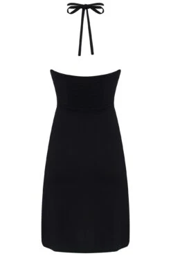 Strappy Halter Neck Jersey Mini Dress - Black -Sultry Curve 309208 20230201161000