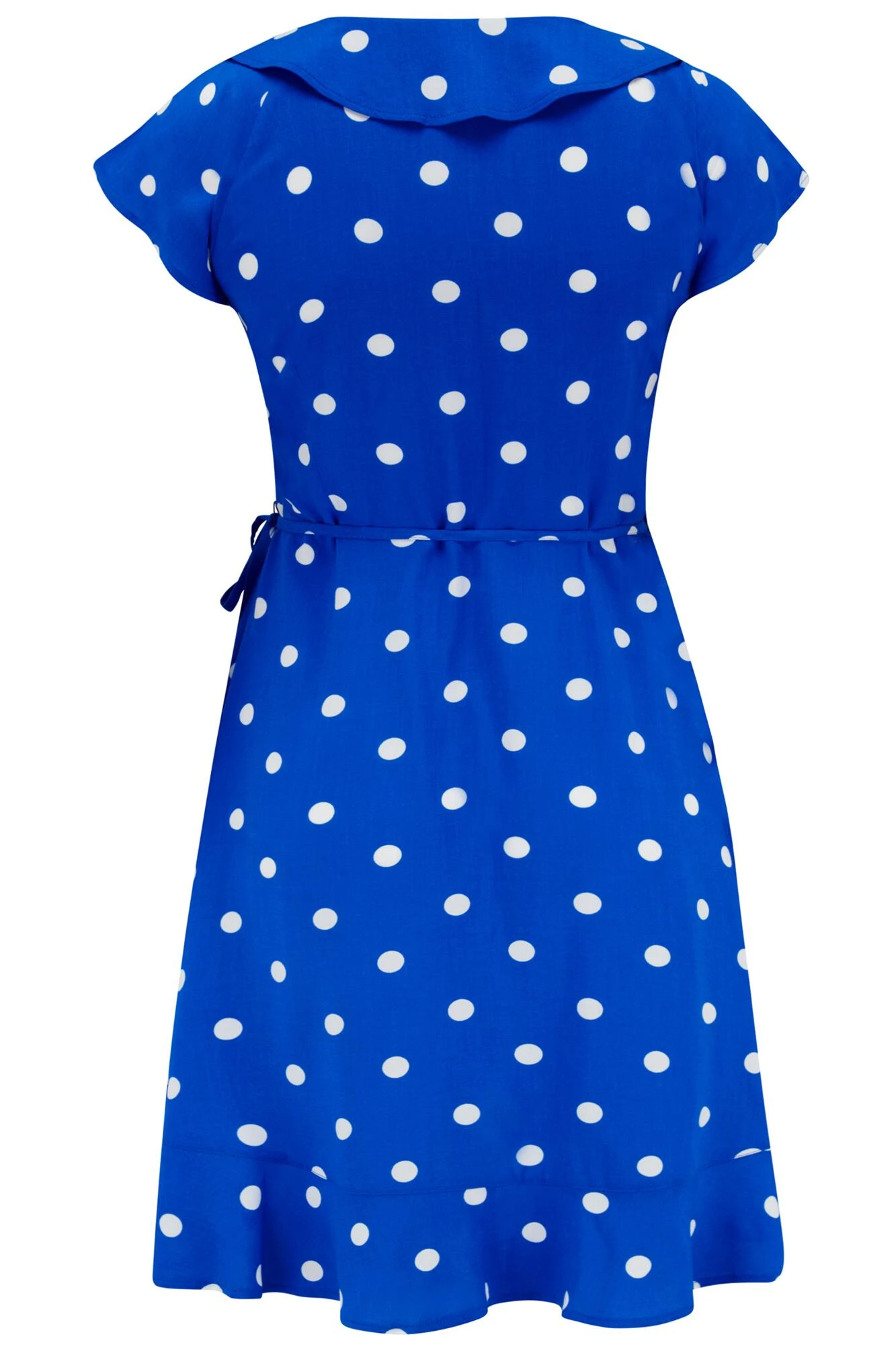 Woven EcoVero™ Frill Wrap Dress - Blue/White 8 Woven EcoVero™ Frill Wrap Dress - Blue/White - Image 6