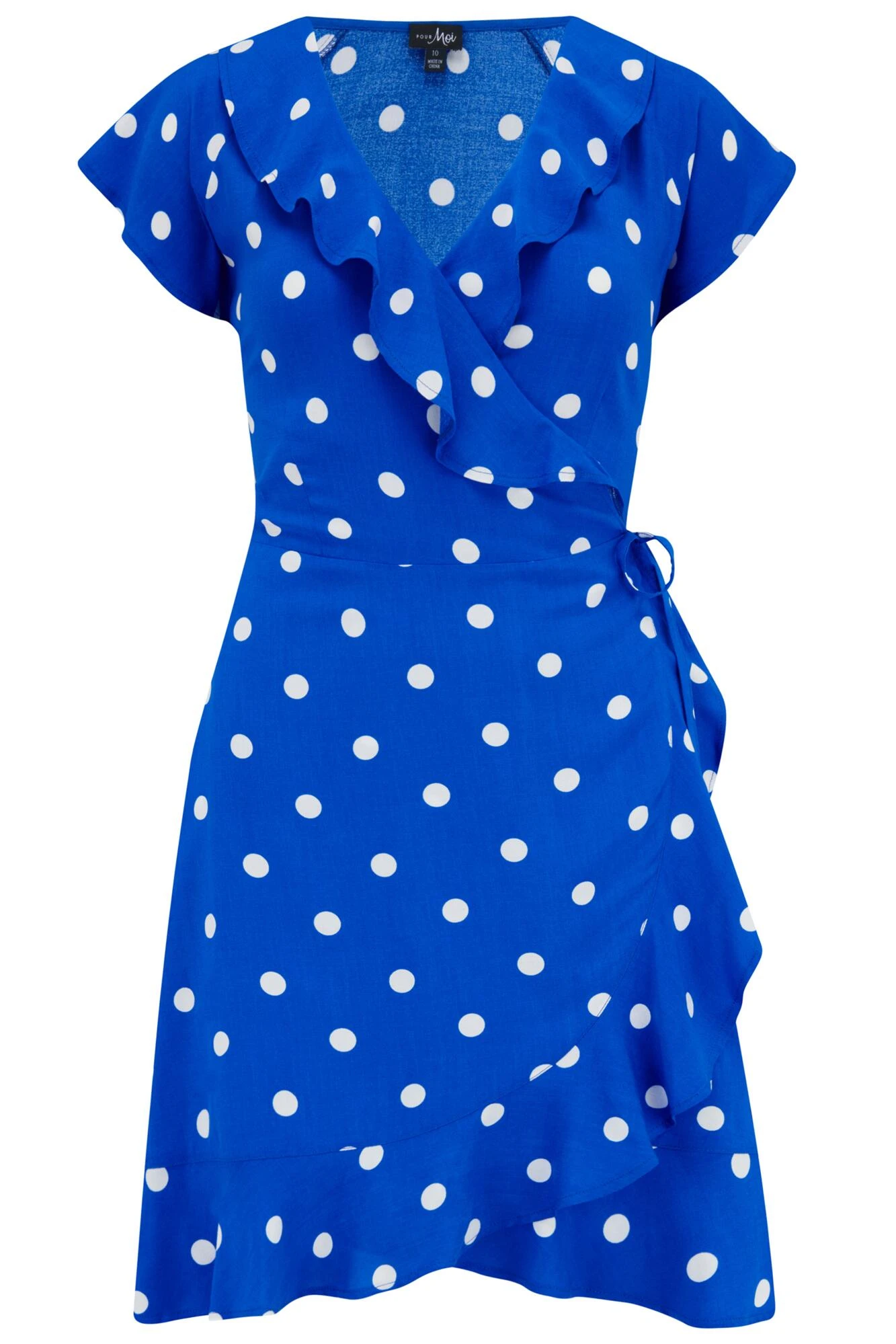 Woven EcoVero™ Frill Wrap Dress - Blue/White 7 Woven EcoVero™ Frill Wrap Dress - Blue/White - Image 5