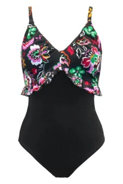 Hot Spots Frill Control Swimsuit - Black Multi 12 Hot Spots Frill Control Swimsuit - Black Multi -Sultry Curve 311265 20230223163300