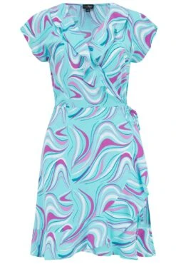 Woven EcoVero™ Frill Wrap Dress - Aquaburst -Sultry Curve 311575 20230301160700