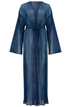 Metallic Plisse Maxi Kimono - Blue/Black -Sultry Curve 311624 20230616161600