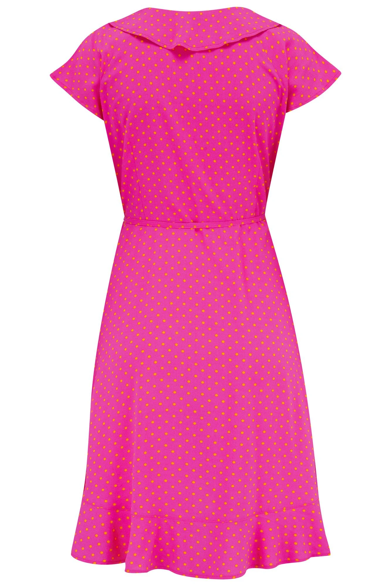 Woven EcoVero™ Frill Wrap Dress - Pink/Orange 8 Woven EcoVero™ Frill Wrap Dress - Pink/Orange - Image 6