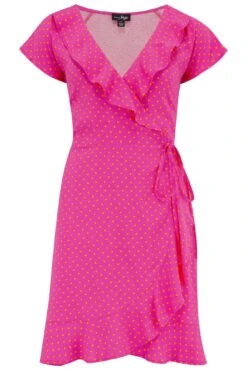 Woven EcoVero™ Frill Wrap Dress - Pink/Orange 12 Woven EcoVero™ Frill Wrap Dress - Pink/Orange -Sultry Curve 312605 20230518121600