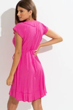 Woven EcoVero™ Frill Wrap Dress - Pink/Orange 10 Woven EcoVero™ Frill Wrap Dress - Pink/Orange -Sultry Curve 312607 20230518121600