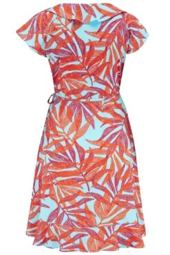 Woven EcoVero™ Frill Wrap Dress - Aqua Palm 15 Woven EcoVero™ Frill Wrap Dress - Aqua Palm -Sultry Curve 312974 20230821083200