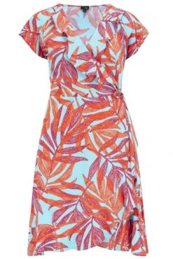 Woven EcoVero™ Frill Wrap Dress - Aqua Palm 14 Woven EcoVero™ Frill Wrap Dress - Aqua Palm -Sultry Curve 312975 20230821083200