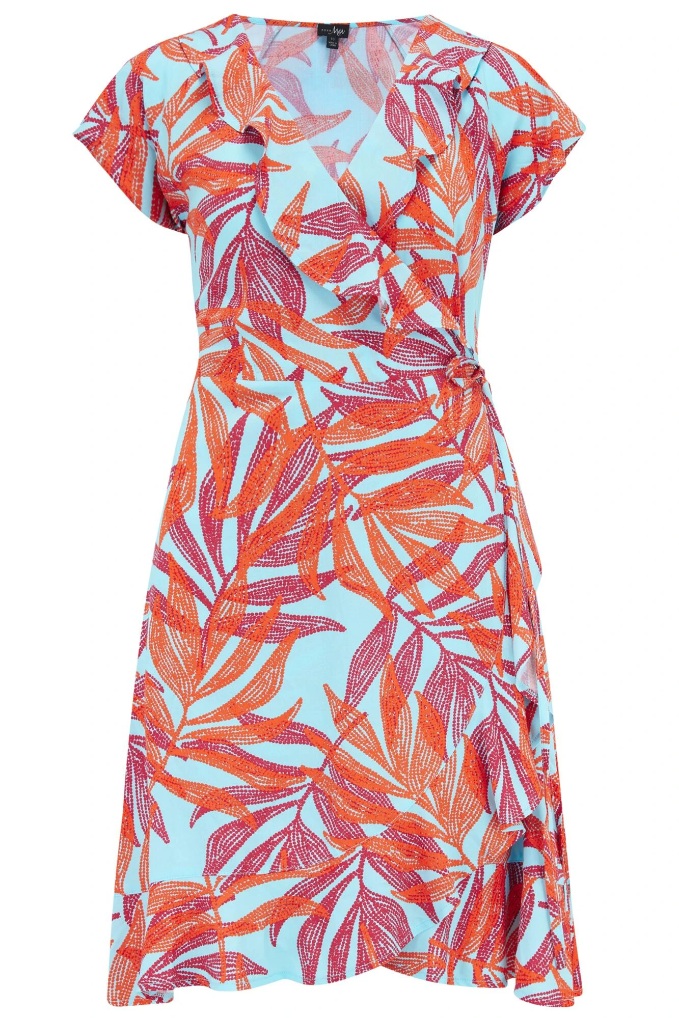 Woven EcoVero™ Frill Wrap Dress - Aqua Palm 8 Woven EcoVero™ Frill Wrap Dress - Aqua Palm - Image 6