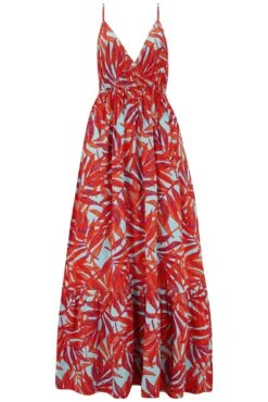 Strappy Tiered Hem Maxi Dress - Aqua Palm -Sultry Curve 313064 20230518152000