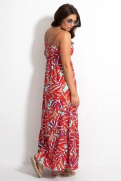 Strappy Tiered Hem Maxi Dress - Aqua Palm -Sultry Curve 313068 20230518152000