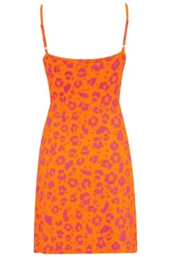 Strappy Tie Front Jersey Mini Dress - Orange/Pink 11 Strappy Tie Front Jersey Mini Dress - Orange/Pink -Sultry Curve 313123 20230403160200