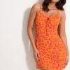 Strappy Tie Front Jersey Mini Dress - Orange/Pink -Sultry Curve 313125 20230403160200