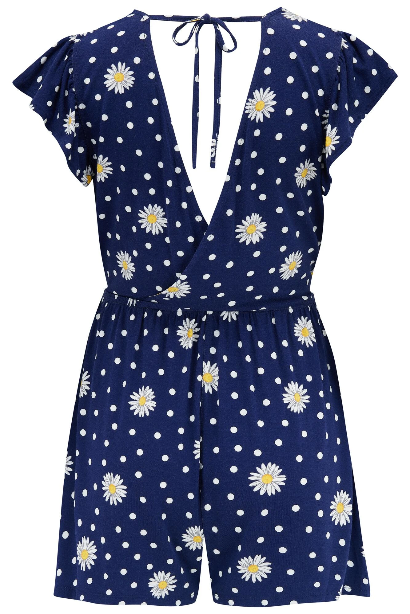 Jersey Wrap Frill Playsuit - Navy/White 9 Jersey Wrap Frill Playsuit - Navy/White - Image 7