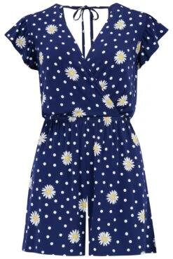 Jersey Wrap Frill Playsuit - Navy/White 14 Jersey Wrap Frill Playsuit - Navy/White -Sultry Curve 313129 20230519164700