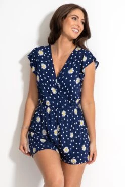 Jersey Wrap Frill Playsuit - Navy/White 13 Jersey Wrap Frill Playsuit - Navy/White -Sultry Curve 313130 20230519164700