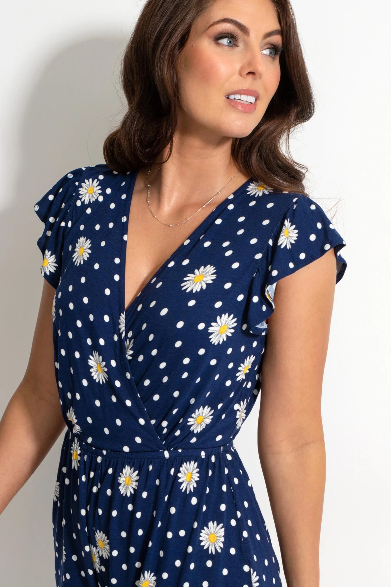 Jersey Wrap Frill Playsuit - Navy/White 6 Jersey Wrap Frill Playsuit - Navy/White - Image 4