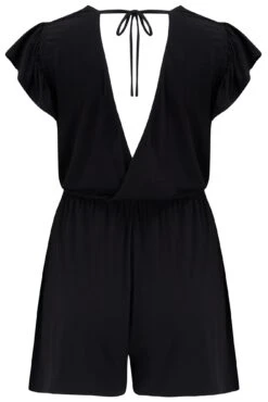 Jersey Wrap Frill Playsuit - Black 12 Jersey Wrap Frill Playsuit - Black -Sultry Curve 313134 20230404101200