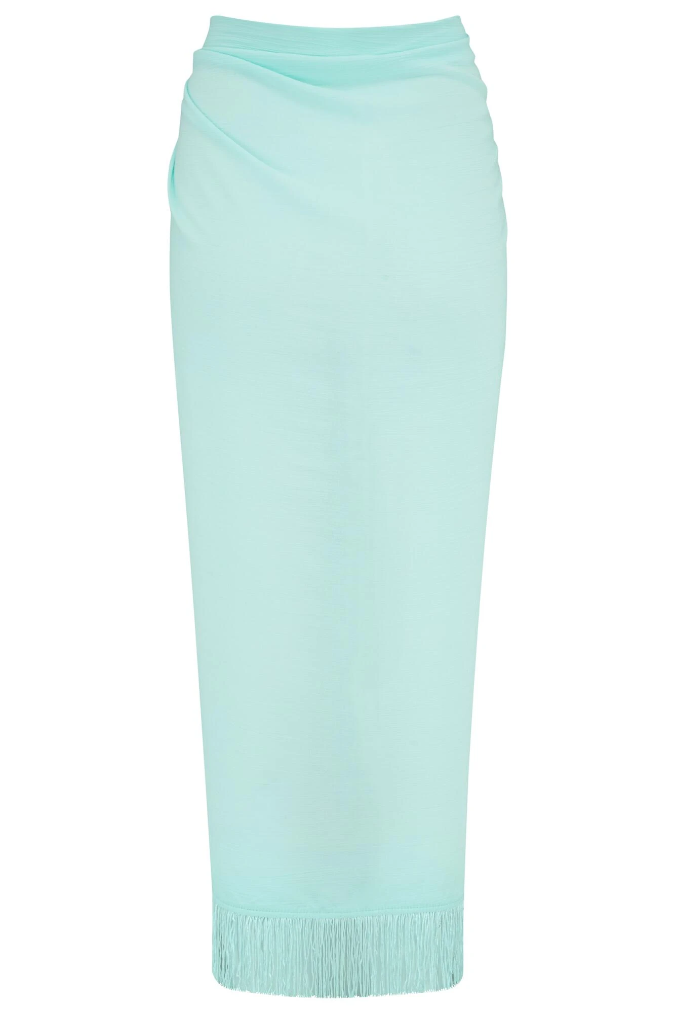 Fringe Trim Crinkle Woven Multiway Sarong - Aqua 8 Fringe Trim Crinkle Woven Multiway Sarong - Aqua - Image 6