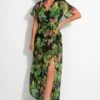 Short Sleeve Chiffon Wrap Maxi Kaftan - Tropical -Sultry Curve 313409 20230404112200