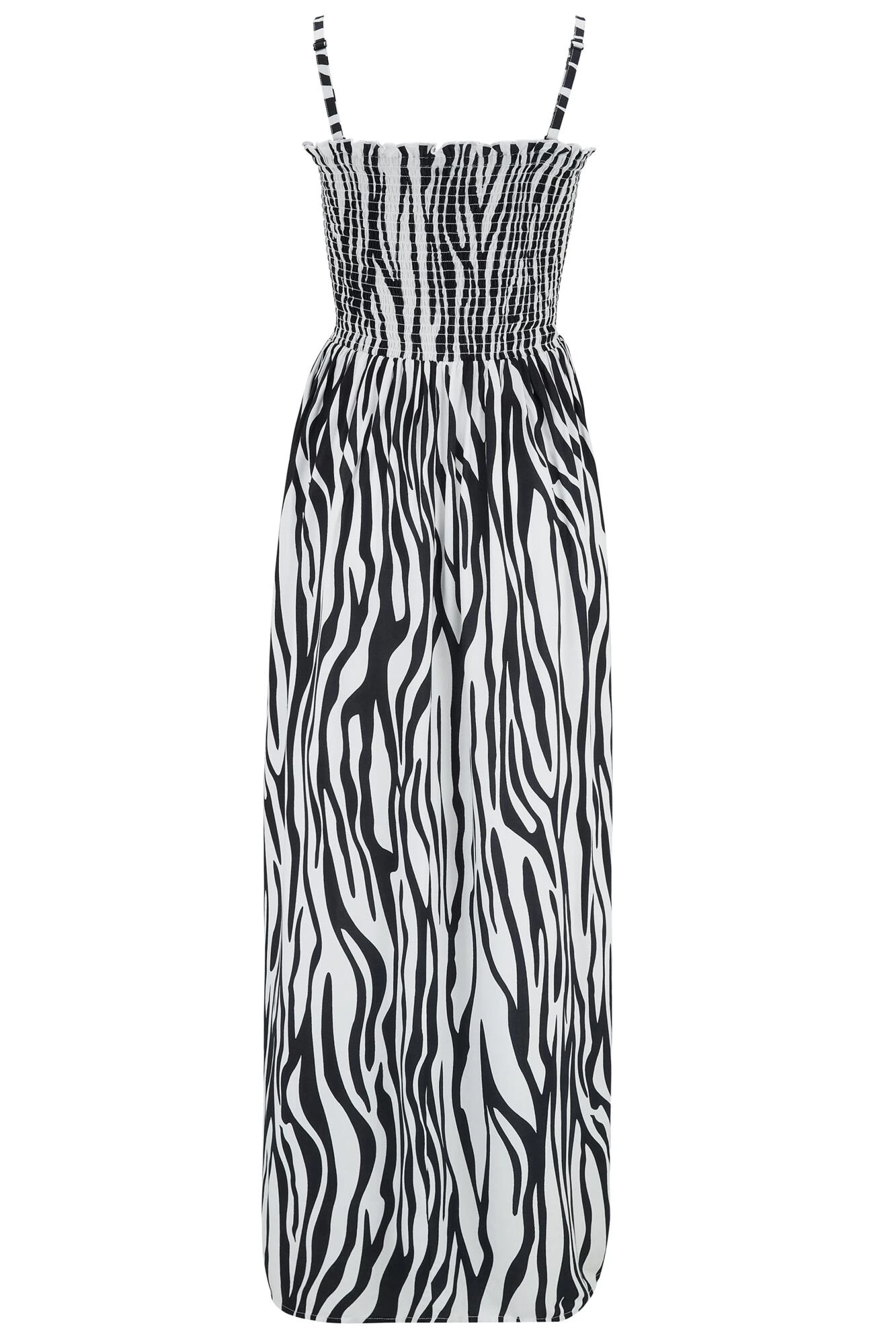 Removable Straps Shirred Split Maxi Dress - Zebra 6 Removable Straps Shirred Split Maxi Dress - Zebra - Image 4