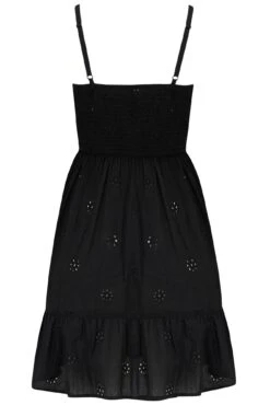 Strappy Tie Front Broderie Beach Sundress - Black -Sultry Curve 313535 20230719103000