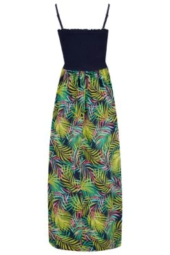 Removable Straps Shirred Split Maxi Dress - Navy Fern 14 Removable Straps Shirred Split Maxi Dress - Navy Fern -Sultry Curve 313593 20230404120300