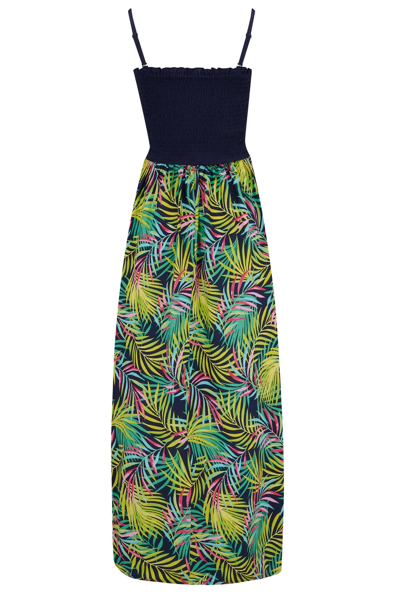 Removable Straps Shirred Split Maxi Dress - Navy Fern 8 Removable Straps Shirred Split Maxi Dress - Navy Fern - Image 7