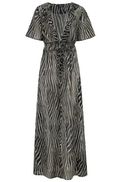 Frill Detail Double Tie Chiffon Kimono - Black/Neutral 20 Frill Detail Double Tie Chiffon Kimono - Black/Neutral -Sultry Curve 313738 20230519132200