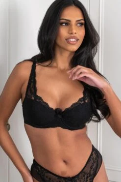 Flora Lightly Padded Underwired Bra - Black -Sultry Curve 314073 20230405163100