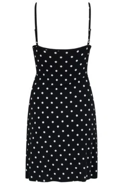 Strappy Tie Front Jersey Mini Dress - Black Spot 13 Strappy Tie Front Jersey Mini Dress - Black Spot -Sultry Curve 314184 20230519164000