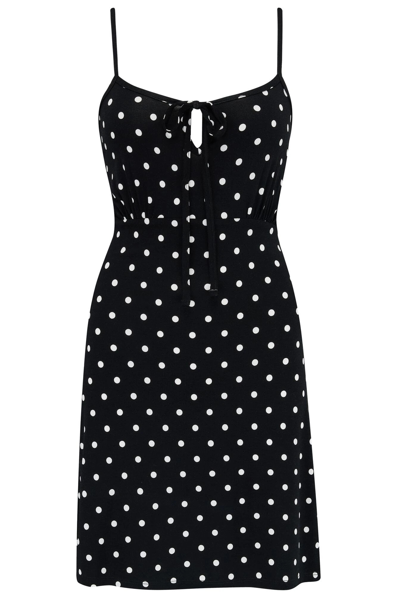 Strappy Tie Front Jersey Mini Dress - Black Spot 7 Strappy Tie Front Jersey Mini Dress - Black Spot - Image 5