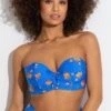 Santa Cruz Strapless Lightly Padded Underwired Top - Blue Floral