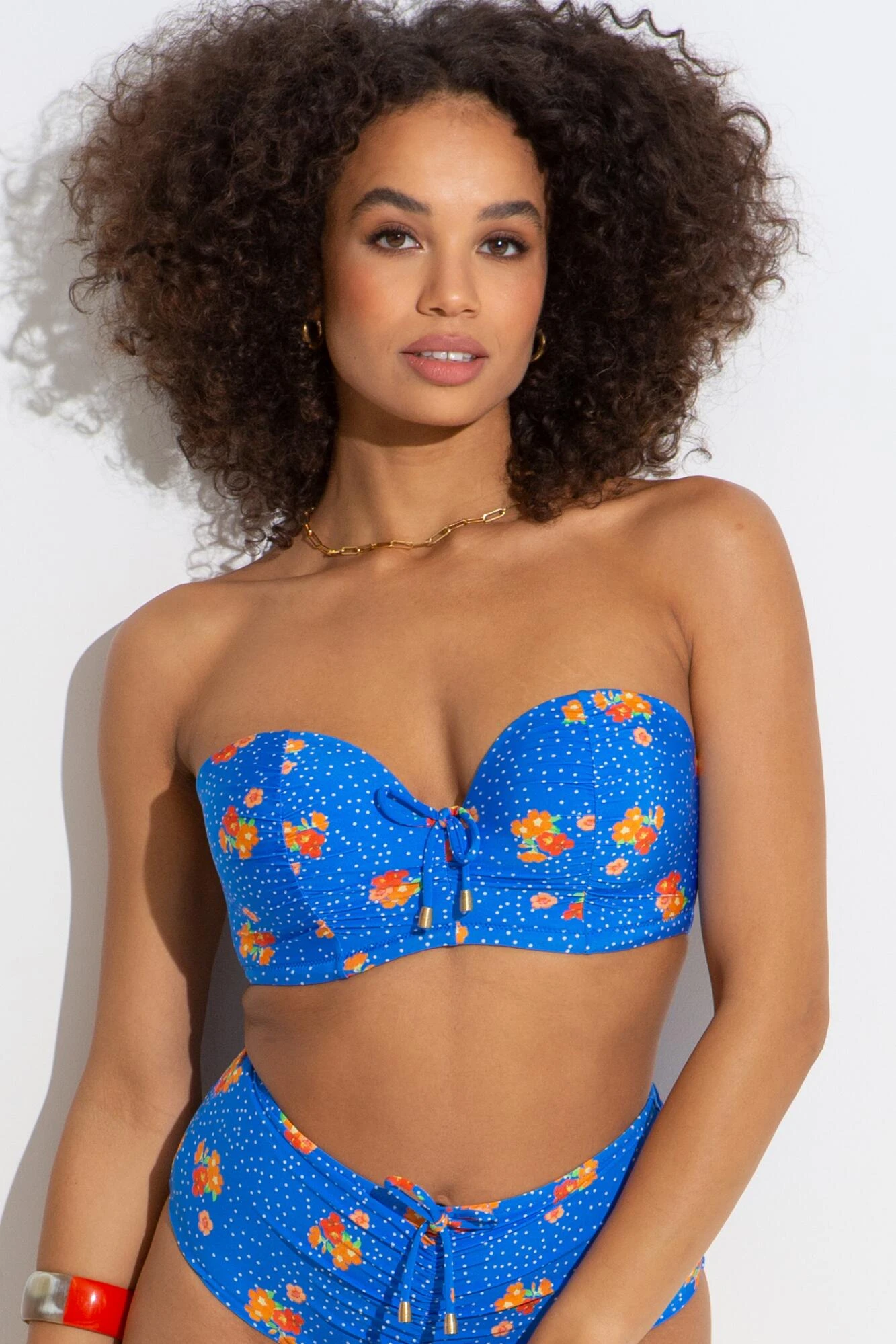 Santa Cruz Strapless Lightly Padded Underwired Top - Blue Floral 3 Santa Cruz Strapless Lightly Padded Underwired Top - Blue Floral